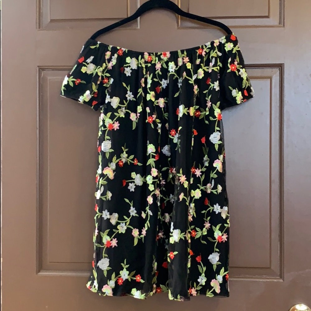 embroidered off the shoulder kimchi blue minidress